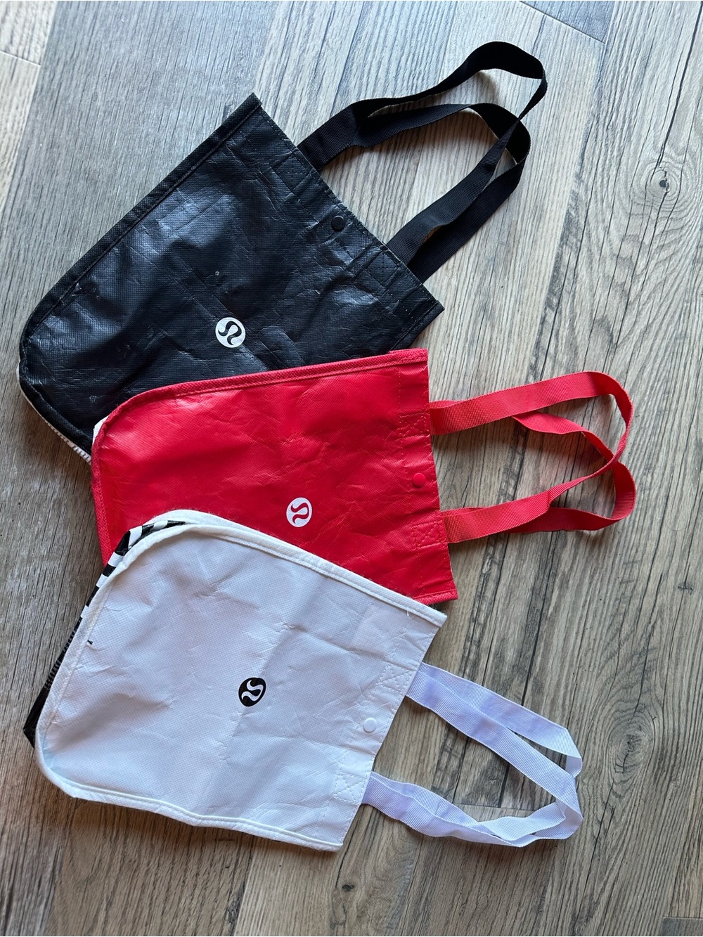 Lot of 3 lululemon athletica Tote Trio in White, Red, Black